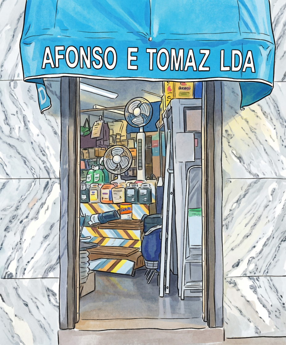 Prateleiras com produtos de limpeza